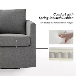 Clearance Kirklands Home Upholstered Vasser Slipcover Swivel Chair Gray