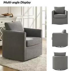 Clearance Kirklands Home Upholstered Vasser Slipcover Swivel Chair Gray