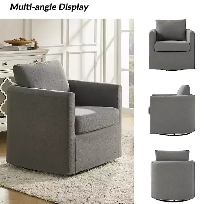 Clearance Kirklands Home Upholstered Vasser Slipcover Swivel Chair Gray