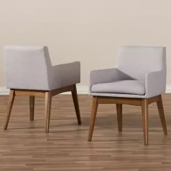 Outlet Kirklands Home Upholstered Walnut Dining Chairs, Set of 2 Gray