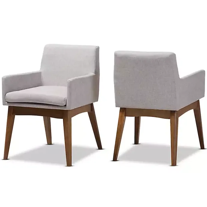 Outlet Kirklands Home Upholstered Walnut Dining Chairs, Set of 2 Gray