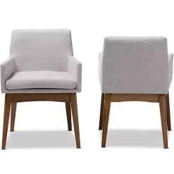 Outlet Kirklands Home Upholstered Walnut Dining Chairs, Set of 2 Gray