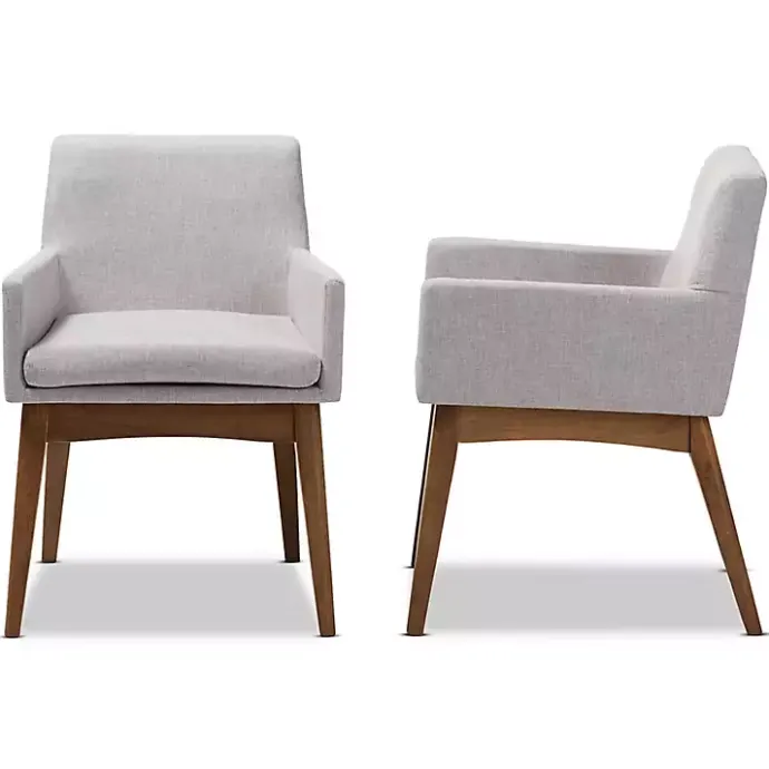 Outlet Kirklands Home Upholstered Walnut Dining Chairs, Set of 2 Gray