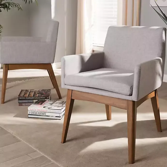 Outlet Kirklands Home Upholstered Walnut Dining Chairs, Set of 2 Gray