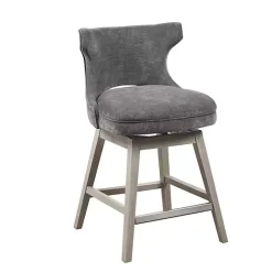 Kirklands Home Upholstered Wood Swivel Counter Stool Gray