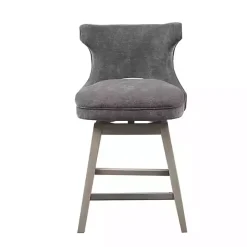 Kirklands Home Upholstered Wood Swivel Counter Stool Gray