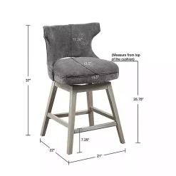 Kirklands Home Upholstered Wood Swivel Counter Stool Gray