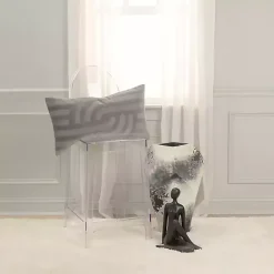 Clearance Kirklands Home Velvet Abstract Stripe Lumbar Pillow Gray