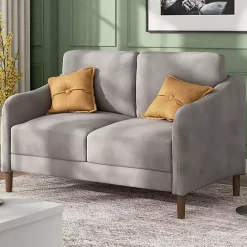 Hot Kirklands Home Velvet Upholstered Modern Loveseat Gray
