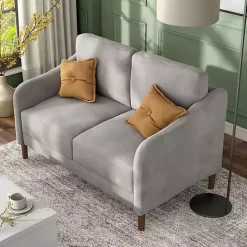 Hot Kirklands Home Velvet Upholstered Modern Loveseat Gray