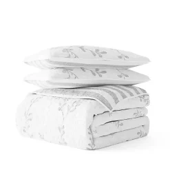 New Kirklands Home Gray Vines Reversible 3-pc. King Quilt Set