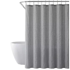 Kirklands Home Waffle Cotton Blend Shower Curtain Gray