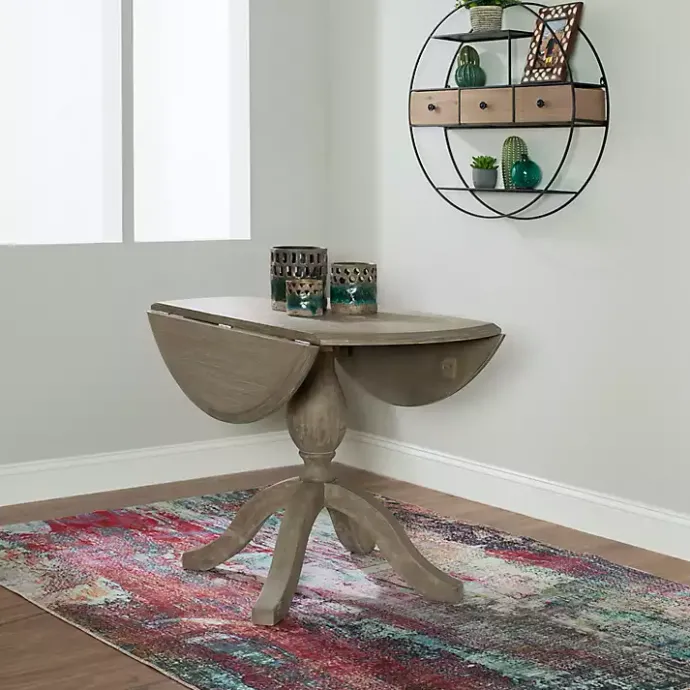 Kirklands Home Gray Wash Drop Leaf Dining Table