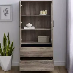 Outlet Kirklands Home Wash Glass Door Storage Hutch Gray