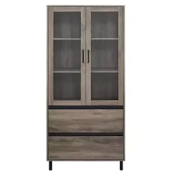 Outlet Kirklands Home Wash Glass Door Storage Hutch Gray