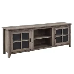 New Kirklands Home Wash Glass Door TV Stand Gray