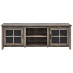 New Kirklands Home Wash Glass Door TV Stand Gray