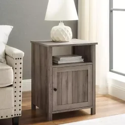 Best Kirklands Home Wash Grooved Door Side Table Gray
