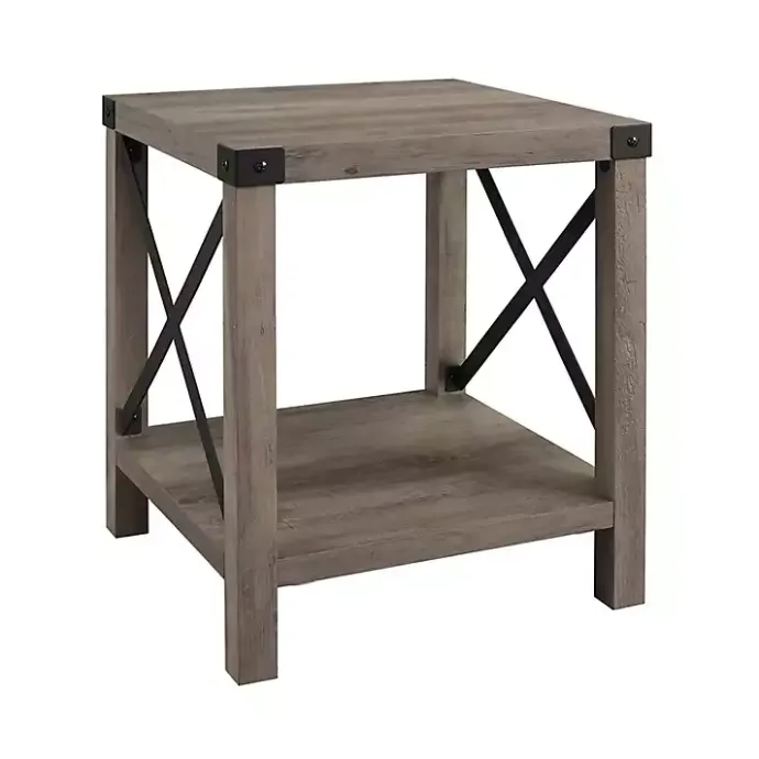 Best Kirklands Home Wash Industrial X-Frame Accent Table Gray