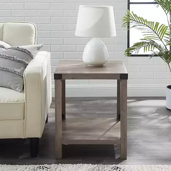 Best Kirklands Home Wash Industrial X-Frame Accent Table Gray