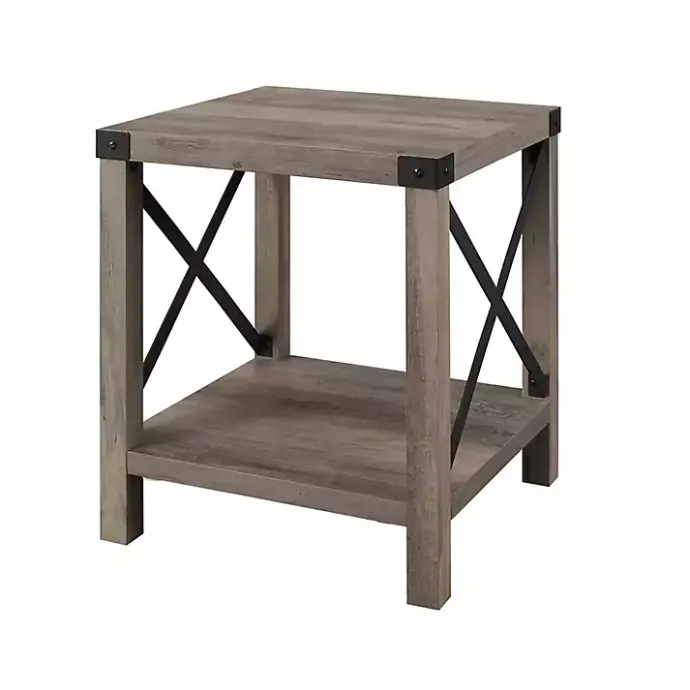 Best Kirklands Home Wash Industrial X-Frame Accent Table Gray