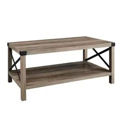 Best Kirklands Home Wash Industrial X-Frame Coffee Table Gray