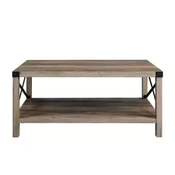 Best Kirklands Home Wash Industrial X-Frame Coffee Table Gray
