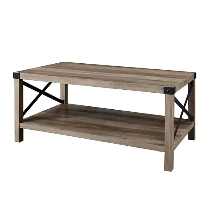 Best Kirklands Home Wash Industrial X-Frame Coffee Table Gray