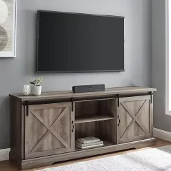 Best Kirklands Home Wash Sliding Barn Door TV Stand Gray