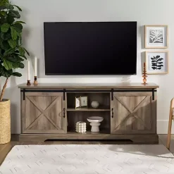 Best Kirklands Home Wash Sliding Barn Door TV Stand Gray