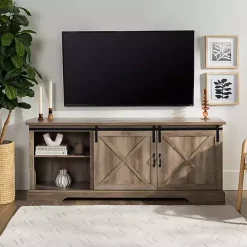 Best Kirklands Home Wash Sliding Barn Door TV Stand Gray