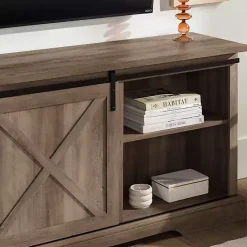 Best Kirklands Home Wash Sliding Barn Door TV Stand Gray