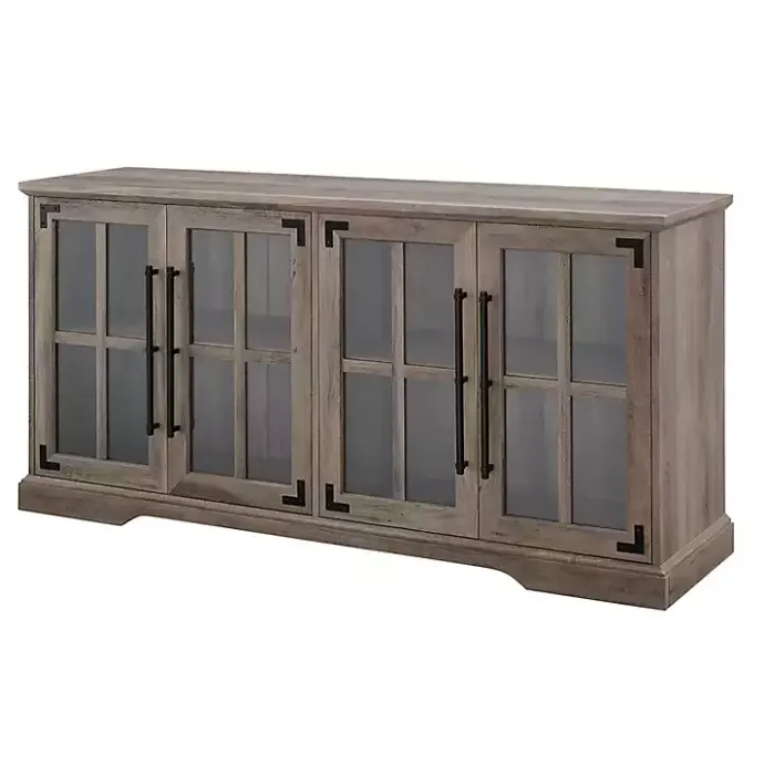 Hot Kirklands Home Wash Window 4-Door TV Stand Gray