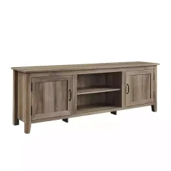 Online Kirklands Home Gray Wash Wood Grooved Door TV Stand Brown