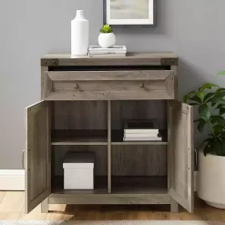 Clearance Kirklands Home Wash Wooden and Metal Barn Door Cabinet Gray