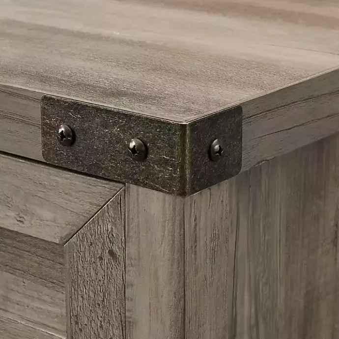 Clearance Kirklands Home Wash Wooden and Metal Barn Door Cabinet Gray