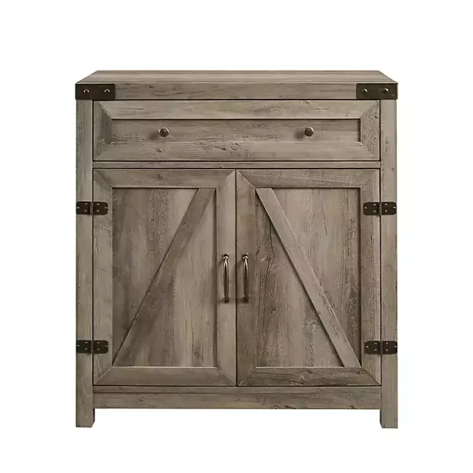 Clearance Kirklands Home Wash Wooden and Metal Barn Door Cabinet Gray