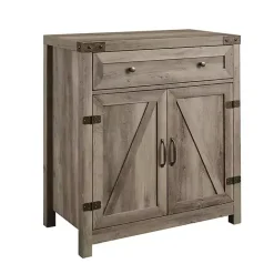 Clearance Kirklands Home Wash Wooden and Metal Barn Door Cabinet Gray