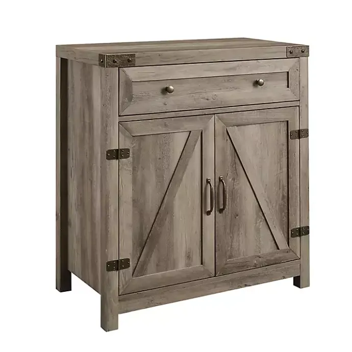 Clearance Kirklands Home Wash Wooden and Metal Barn Door Cabinet Gray