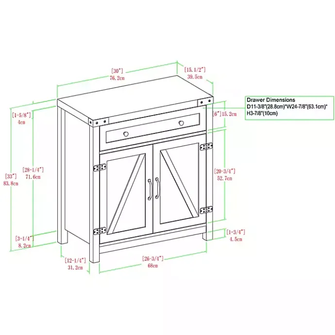 Clearance Kirklands Home Wash Wooden and Metal Barn Door Cabinet Gray