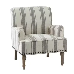 Sale Kirklands Home Gray White Stripe Upholstered Accent Chair