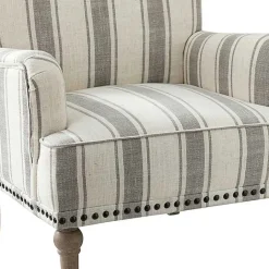 Sale Kirklands Home Gray White Stripe Upholstered Accent Chair