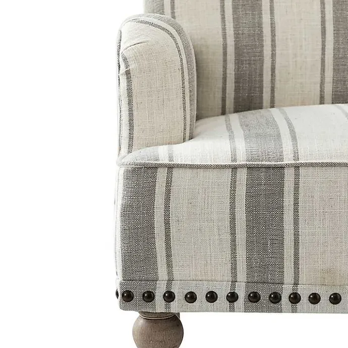 Sale Kirklands Home Gray White Stripe Upholstered Accent Chair