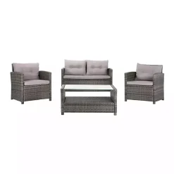 New Kirklands Home Wicker 4-pc. Deluxe Outdoor Living Set Gray