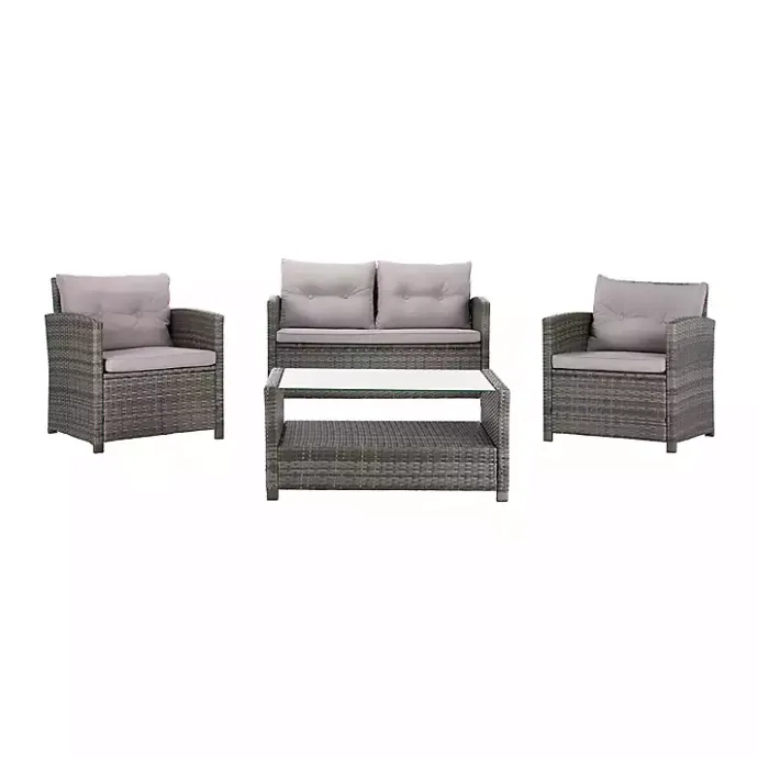 New Kirklands Home Wicker 4-pc. Deluxe Outdoor Living Set Gray