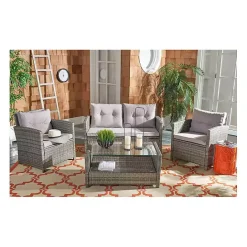 New Kirklands Home Wicker 4-pc. Deluxe Outdoor Living Set Gray