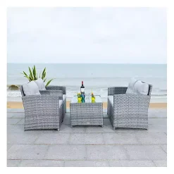 New Kirklands Home Wicker 4-pc. Deluxe Outdoor Living Set Gray