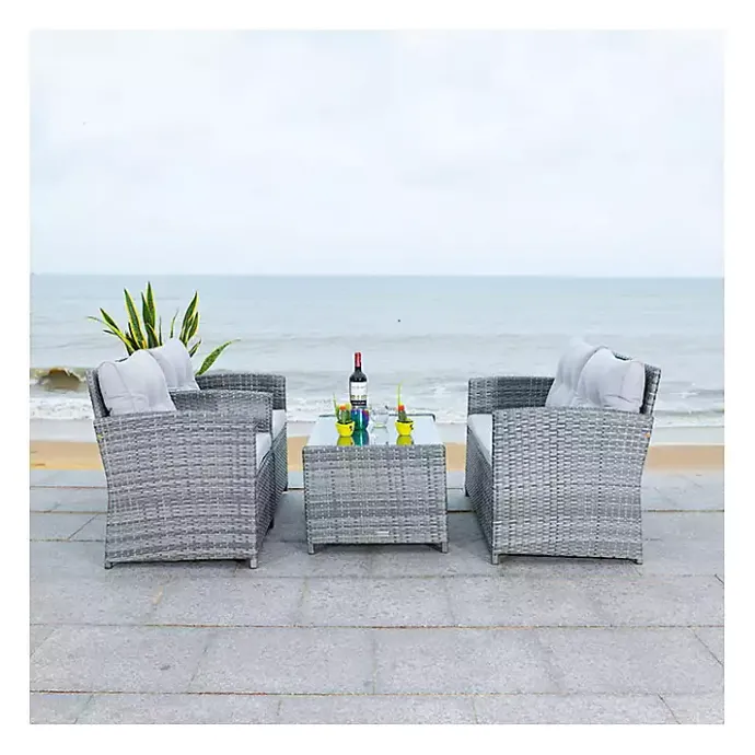 New Kirklands Home Wicker 4-pc. Deluxe Outdoor Living Set Gray