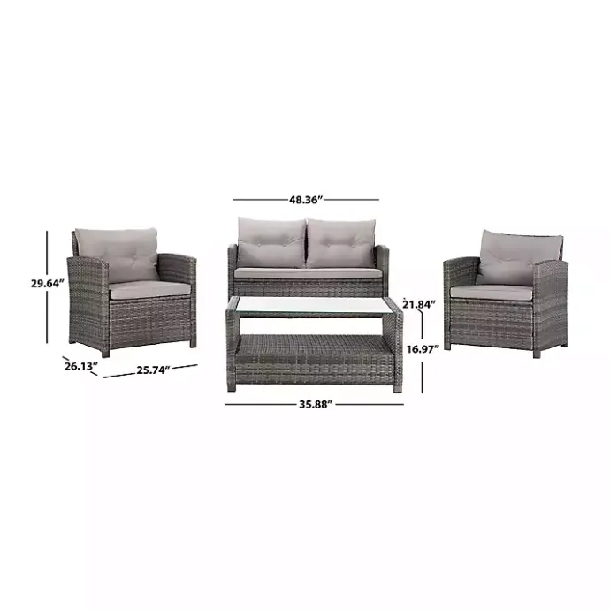 New Kirklands Home Wicker 4-pc. Deluxe Outdoor Living Set Gray