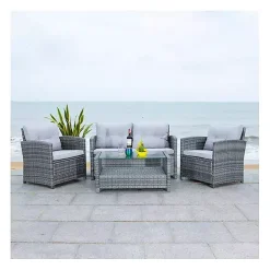New Kirklands Home Wicker 4-pc. Deluxe Outdoor Living Set Gray